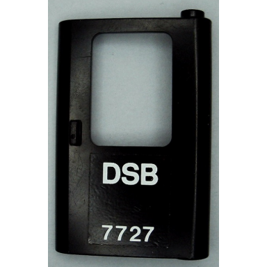 black door 1 x 4 x 5 train right thin support at bottom with white dsb 7727 pattern sticker - set 7727