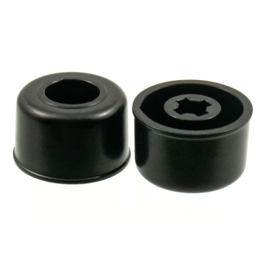 black wheel small wide hard plastic slick hole notched for wheels holder pin