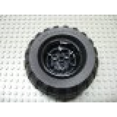 wheel 43.2mm d x 26mm technic racing small 3 pin holes with black tire 81.6 x 38 r balloon 41896 45982