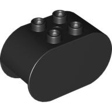 black duplo brick 2 x 4 x 2 rounded ends