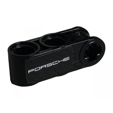 black technic axle and pin connector perpendicular 3l with 2 pin holes with porsche pattern model left side sticker - set 42096