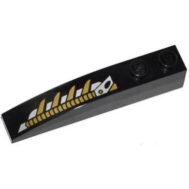 black slope curved 6 x 1 with gold and silver mechanical pattern model left side sticker - set 76007
