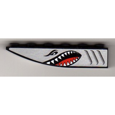black slope curved 6 x 1 inverted with shark head on silver background pattern model left sticker - set 8899