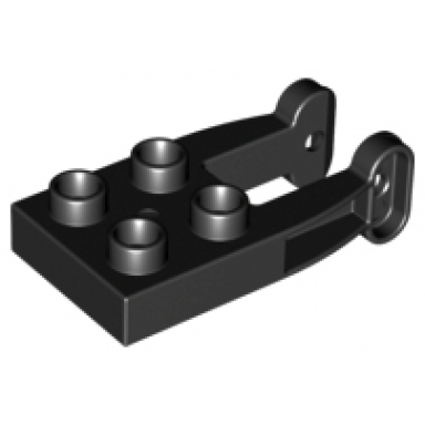 black duplo plate 2 x 2 with tow rope holder arms