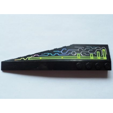 black wedge 12 x 3 right with iridescent mirrored circuit pattern sticker - set 7646