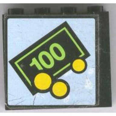 black panel 1 x 4 x 3 - solid studs with large bill coins pattern sticker - set 1490