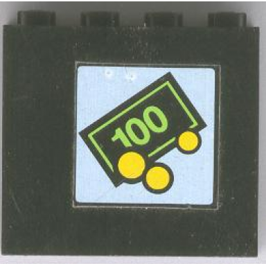 black panel 1 x 4 x 3 - solid studs with small bill coins pattern sticker - set 1490