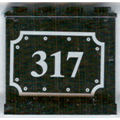 black panel 1 x 4 x 3 - hollow studs with silver 317 border and rivets pattern sticker - my own train sets