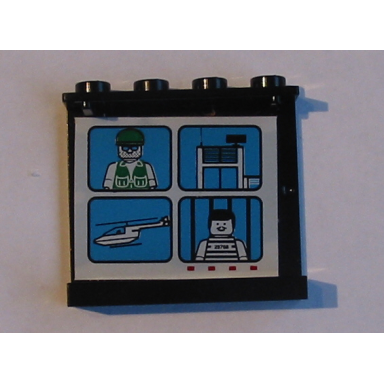 black panel 1 x 4 x 3 with central precinct headquarters pattern on inside sticker - set 6398