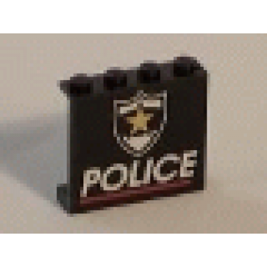 black panel 1 x 4 x 3 with police red line and yellow star badge pattern printed