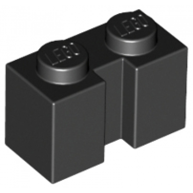 black brick modified 1 x 2 with channel