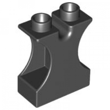 black duplo brick 1 x 2 x 2 with side cutouts and channel in top