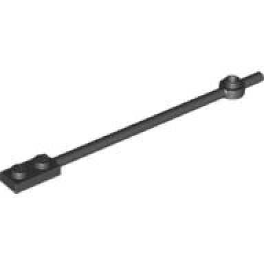 black bar 12l with 1 x 2 plate end solid studs and 1 x 1 round plate end