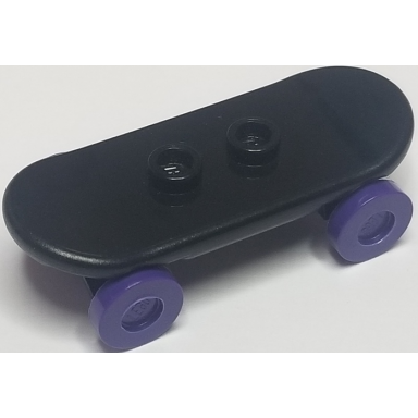 black minifigure utensil skateboard deck with dark purple wheels 42511 2496