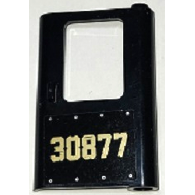 black door 1 x 4 x 5 train right thick support at bottom with gold 30877 and rivets pattern sticker - set 70424