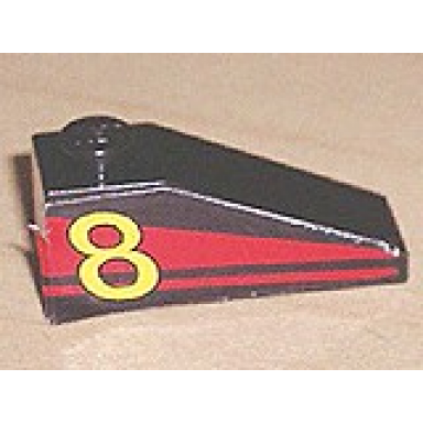 black slope 33 3 x 1 with yellow number 8 on red stripes pattern model right side sticker - set 8818