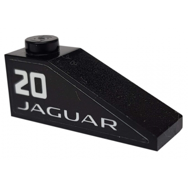 black slope 33 3 x 1 with white number 20 and jaguar on black background pattern model left side sticker - set 76898