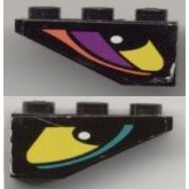 black slope inverted 33 3 x 1 with yellow eye with dark turquoise stripe left pattern both sides different model left side stickers - set 8257
