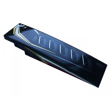 black slope curved 8 x 2 with air vents gold silver red white and green stripes pattern model left side stickers - set 76899