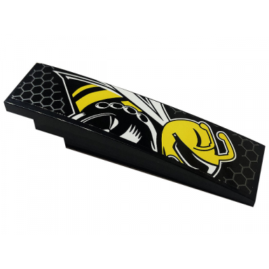 black slope curved 8 x 2 with angry bee and honeycomb pattern model right side sticker - set 76904