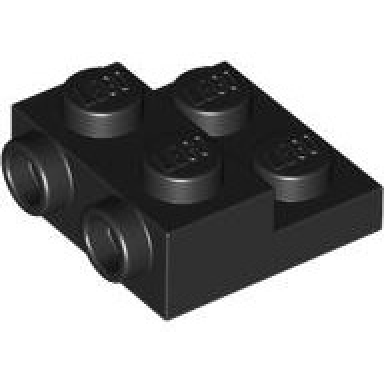 black plate modified 2 x 2 x 2 3 with 2 studs on side - hollow bottom tube