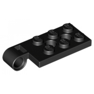 black hinge plate 2 x 4 with pin hole and 2 holes - top