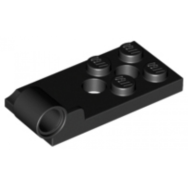 black hinge plate 2 x 4 with pin hole and 2 holes - bottom