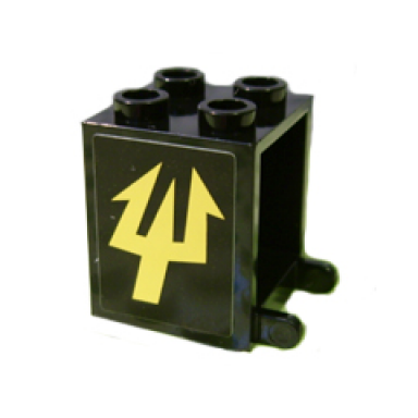 black container box 2 x 2 x 2 with yellow trident aquaraiders ii pattern on both sides stickers - set 7776
