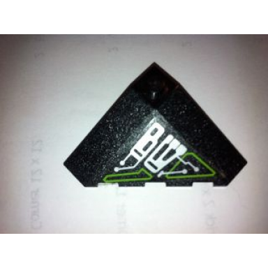 black wedge 4 x 4 slope 18 corner with silver and lime circuitry pattern sticker - set 7713