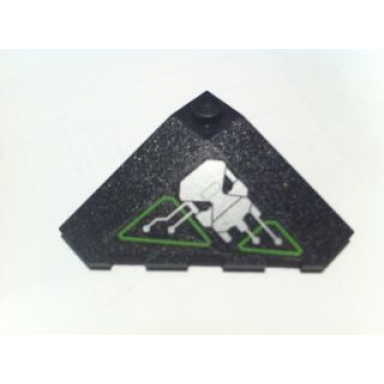 black wedge 4 x 4 slope 18 corner with silver and lime circuitry and skull pattern sticker - set 7713