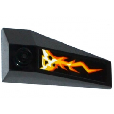 black wedge 4 x 2 triple left with cracks lava and black stones pattern sticker - set 70314