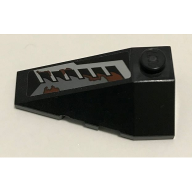 black wedge 4 x 2 triple left with silver vents and reddish brown splatters pattern sticker - set 70228