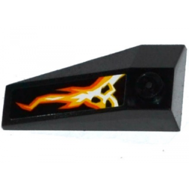black wedge 4 x 2 triple right with cracks lava and black stones pattern sticker - set 70314