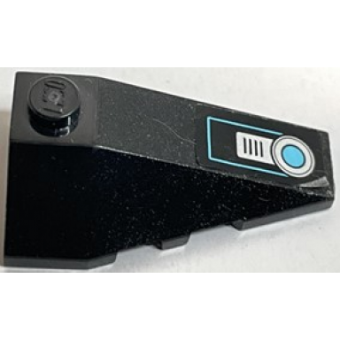 black wedge 4 x 2 triple right with ultrasonic circle with silver grille and medium azure outline pattern sticker - set 70171