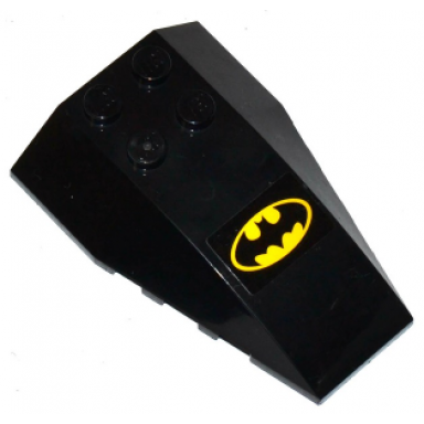 black wedge 6 x 4 triple curved with yellow batman logo pattern sticker - set 76055