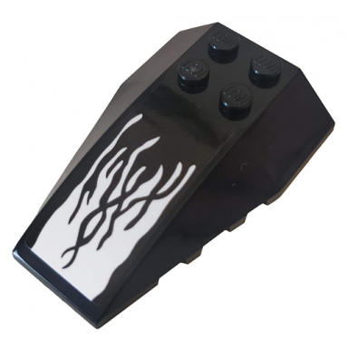 black wedge 6 x 4 triple curved with tendrils on white background pattern sticker - set 76163