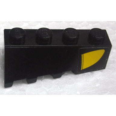 black wedge 4 x 2 sloped right with yellow curve pattern sticker - set 8161