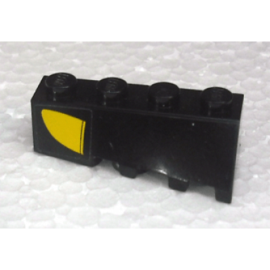 black wedge 4 x 2 sloped left with yellow curve pattern sticker - set 8161