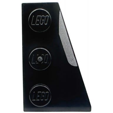 black wedge plate 3 x 2 right with silver stripe pattern