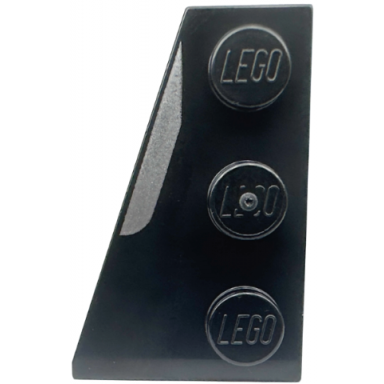 black wedge plate 3 x 2 left with silver stripe pattern