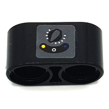 black technic liftarm thick 1 x 2 with dial yellow and blue dots and white circle pattern model left side sticker - set 42141