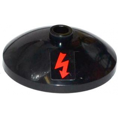 black dish 3 x 3 inverted radar with red electricity danger sign pattern sticker - set 70808