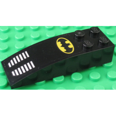 black slope curved 6 x 2 with batman logo and grille pattern sticker - set 6864