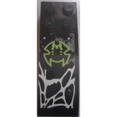 black slope curved 6 x 2 with lime spider outline and white web pattern sticker - set 70130