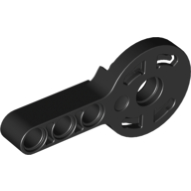 black technic rotation joint disk with large pin hole and 3l liftarm thick
