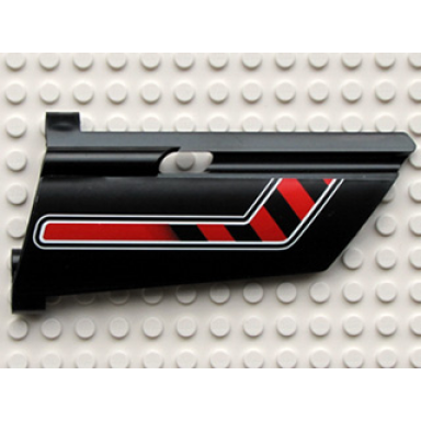 black technic panel fairing 20 large long small hole side a with red black diagonal stripe bent pattern sticker - set 8285