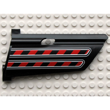 black technic panel fairing 20 large long small hole side a with red black diagonal stripes pattern sticker - set 8285