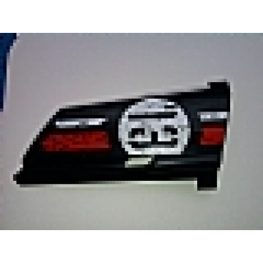 black technic panel fairing 20 large long small hole side a with 13 in circle over red and white stripe pattern sticker - set 8140