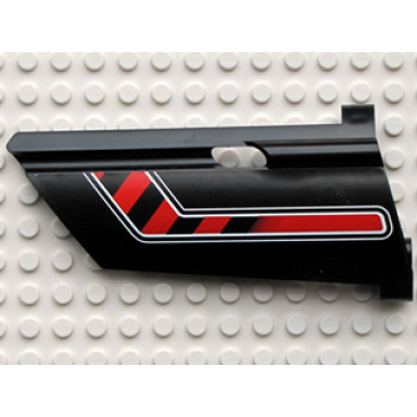 black technic panel fairing 21 large long small hole side b with red black diagonal stripe bent pattern sticker - set 8285
