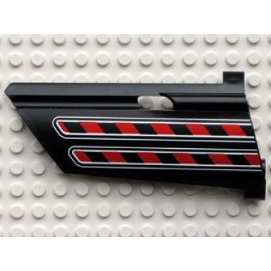 black technic panel fairing 21 large long small hole side b with red black diagonal stripes pattern sticker - set 8285